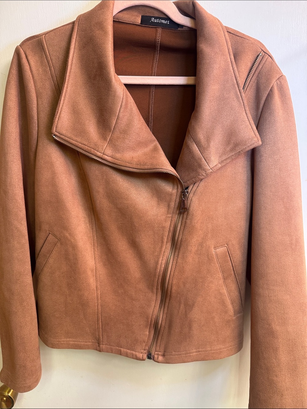 Automet Suede-Look Moto Jacket - Tan